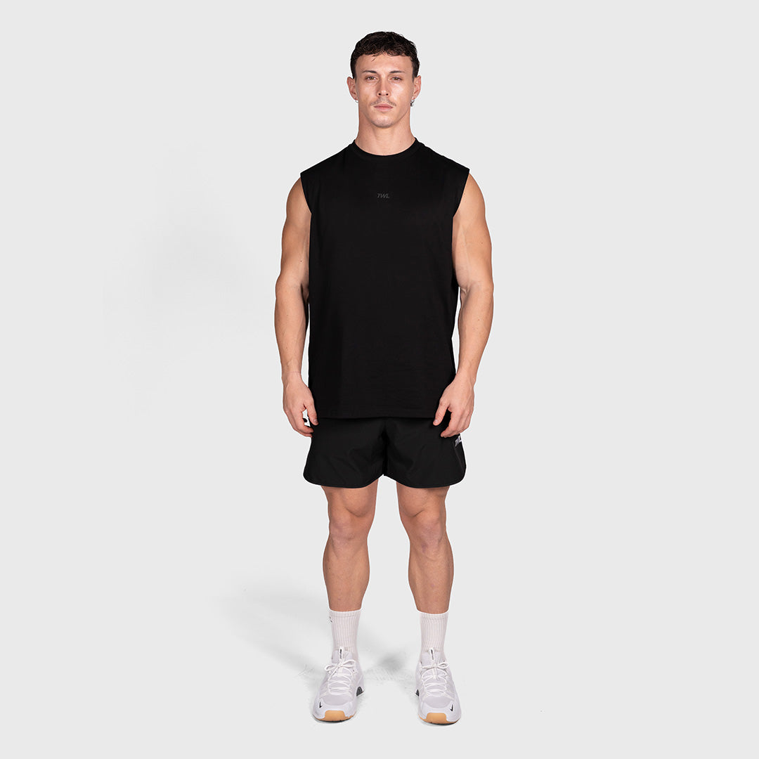 TWL - LIFESTYLE OVERSIZED MUSCLE TANK - EMBLEM - BLACKOUT
