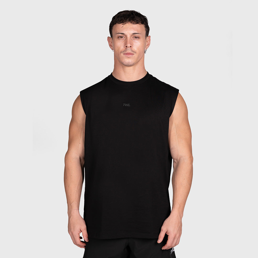 TWL - LIFESTYLE OVERSIZED MUSCLE TANK - EMBLEM - BLACKOUT
