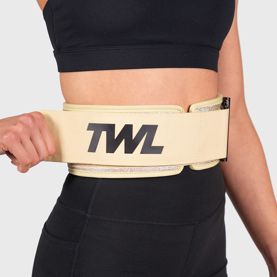 TWL - HYBRID VELCRO LIFTING BELT - 4" - GOLD SPARKLE