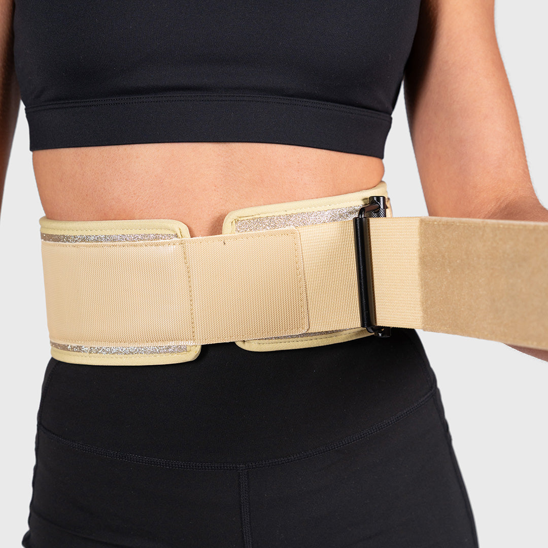 TWL - HYBRID VELCRO LIFTING BELT - 4" - GOLD SPARKLE