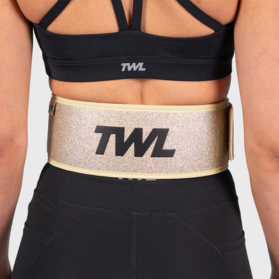 TWL - HYBRID VELCRO LIFTING BELT - 4" - GOLD SPARKLE