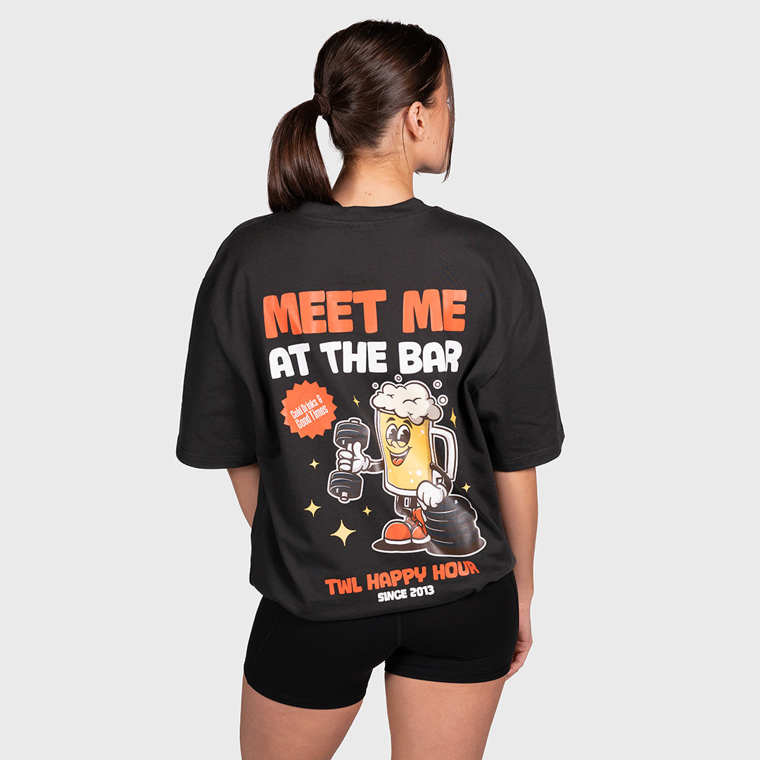 TWL - LIFESTYLE OVERSIZED T-SHIRT - HAPPY HOUR - FADED BLACK