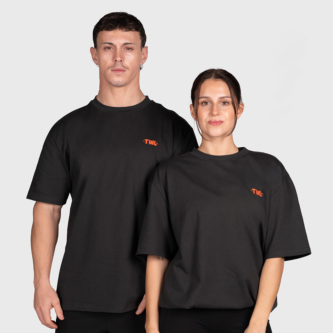 TWL - LIFESTYLE OVERSIZED T-SHIRT - HAPPY HOUR - FADED BLACK