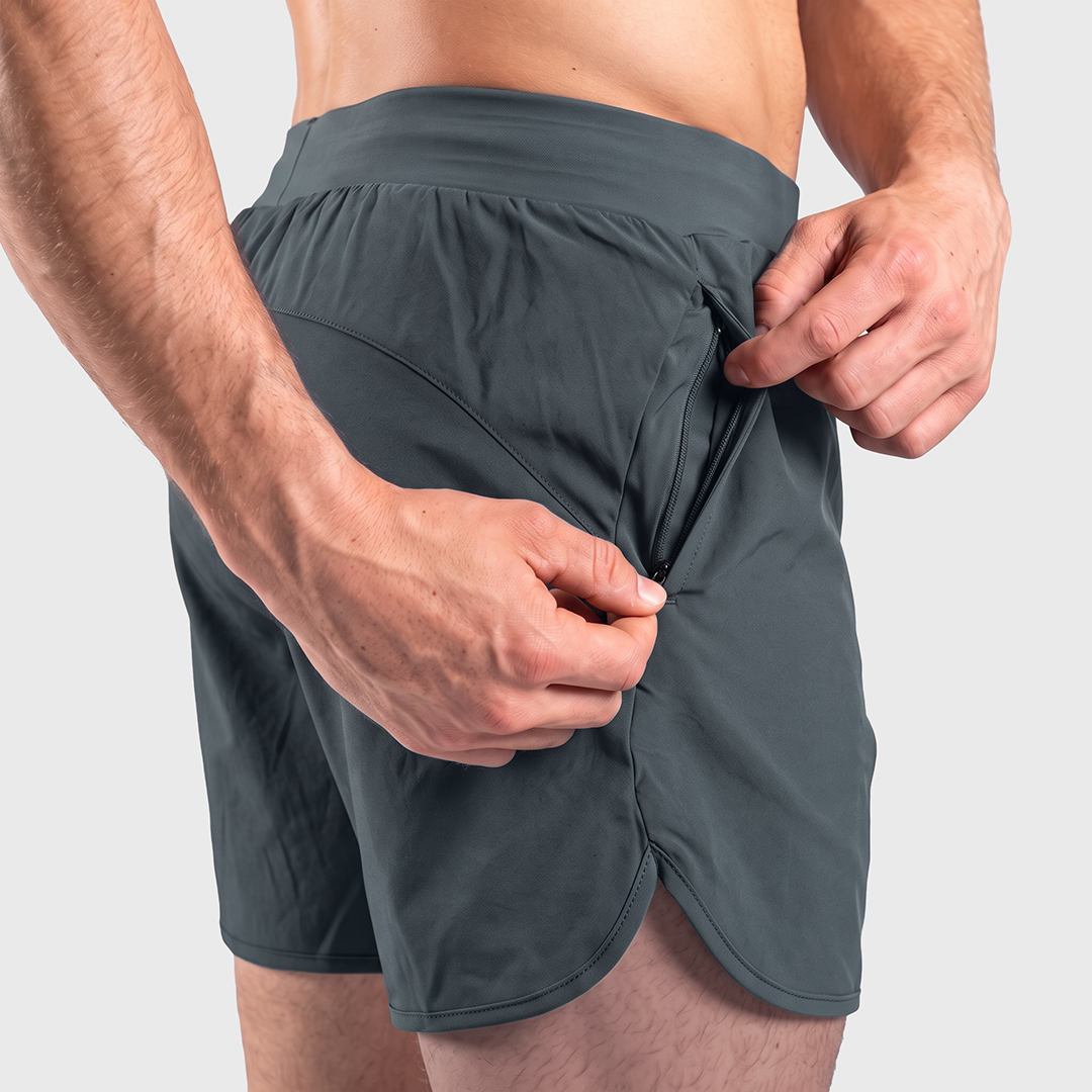 TWL - MEN'S HYBRID SHORTS - 6" - TEAL CHARCOAL