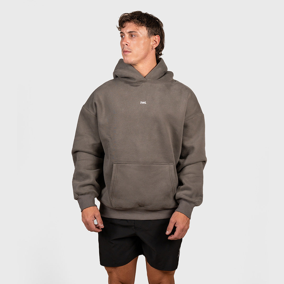 TWL Ascend Hoodie Charcoal – oversized fleece hoodie - front view