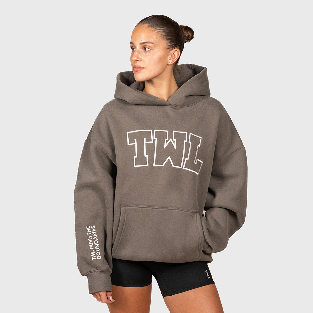 TWL Ascend Hoodie charcoal – oversized fleece hoodie front view