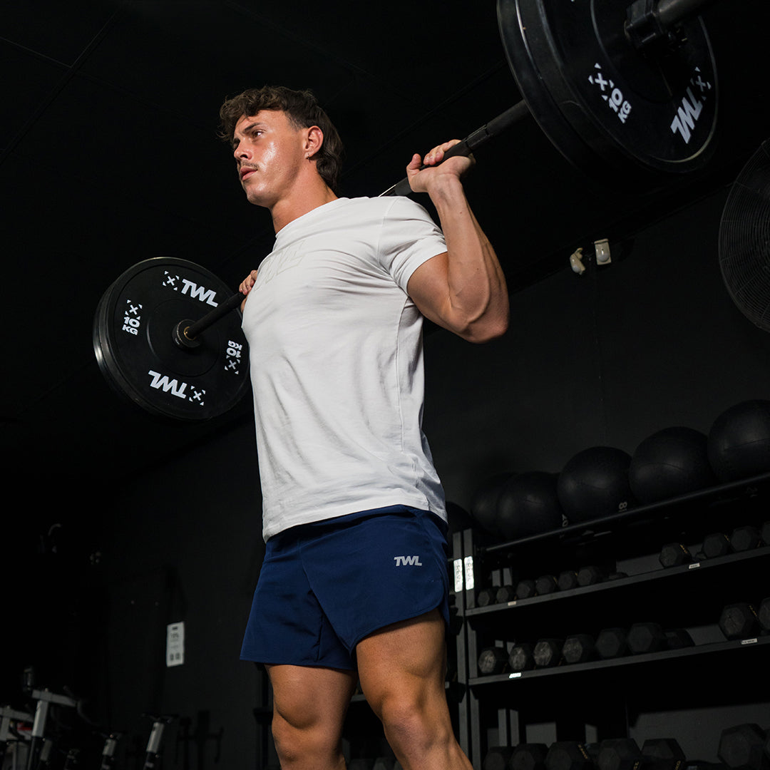 TWL men's 6 inch training shorts – Navy - back squat