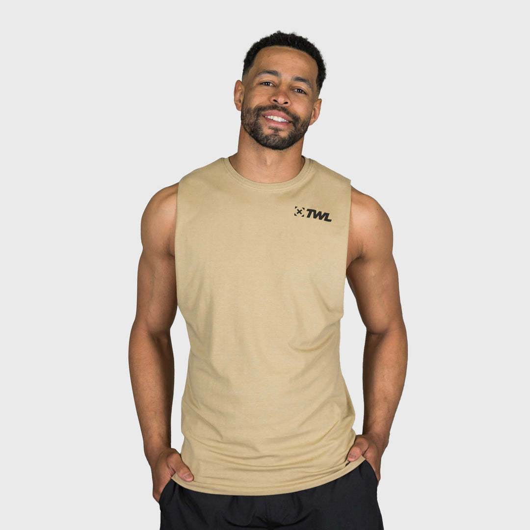 TWL - MEN'S EVERYDAY MUSCLE TANK - SL - SAND/BLACK