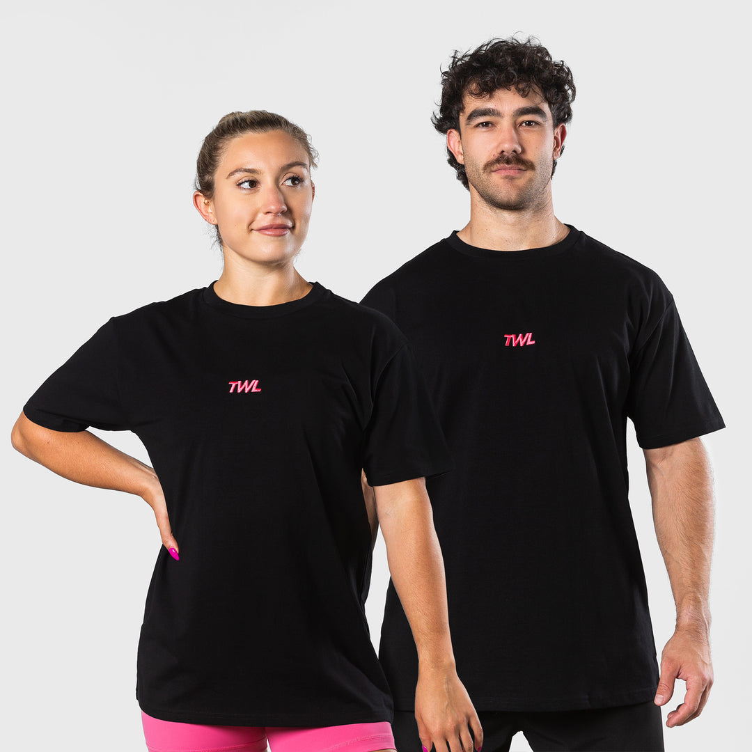 TWL - OVERSIZED T-SHIRT - BLACK/FLAMINGO