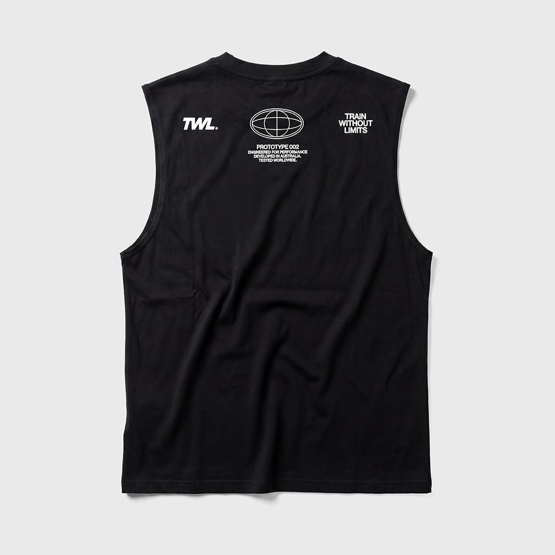 TWL - OVERSIZED HALOFLEX MUSCLE TANK - HYBRID DIVISION II - BLACK
