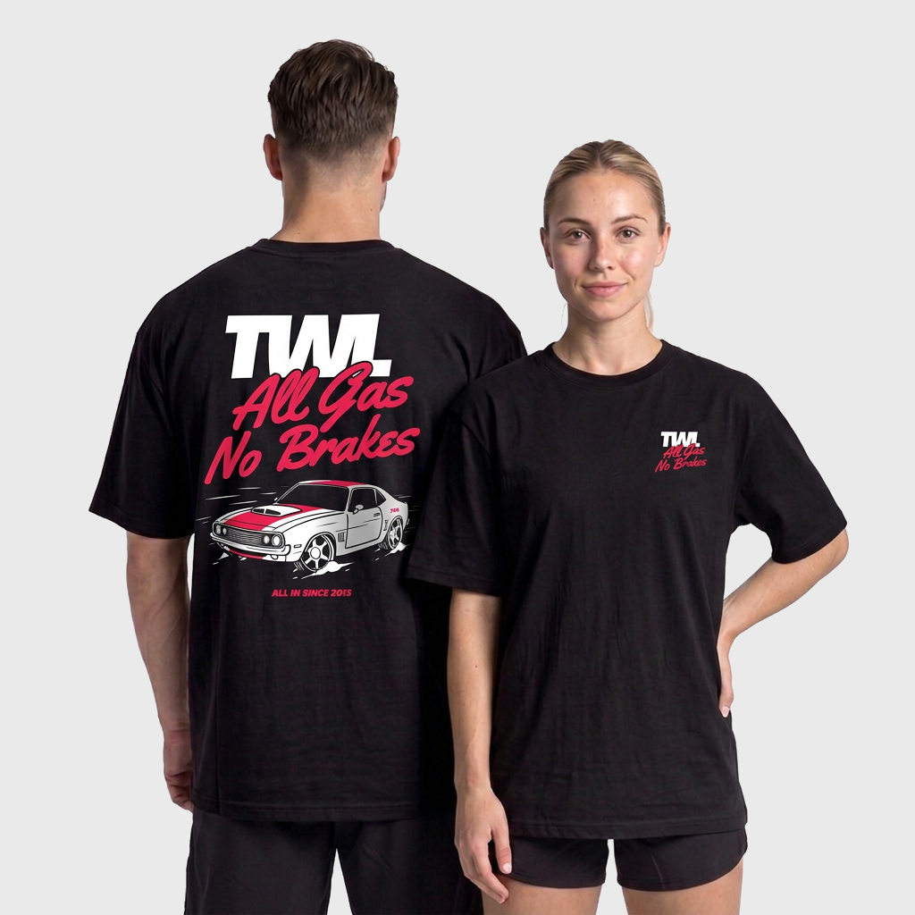 TWL - LIFESTYLE OVERSIZED T-SHIRT - ALL GAS NO BRAKES - BLACK