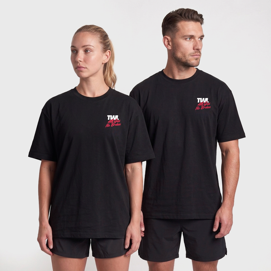 TWL - LIFESTYLE OVERSIZED T-SHIRT - ALL GAS NO BRAKES - BLACK