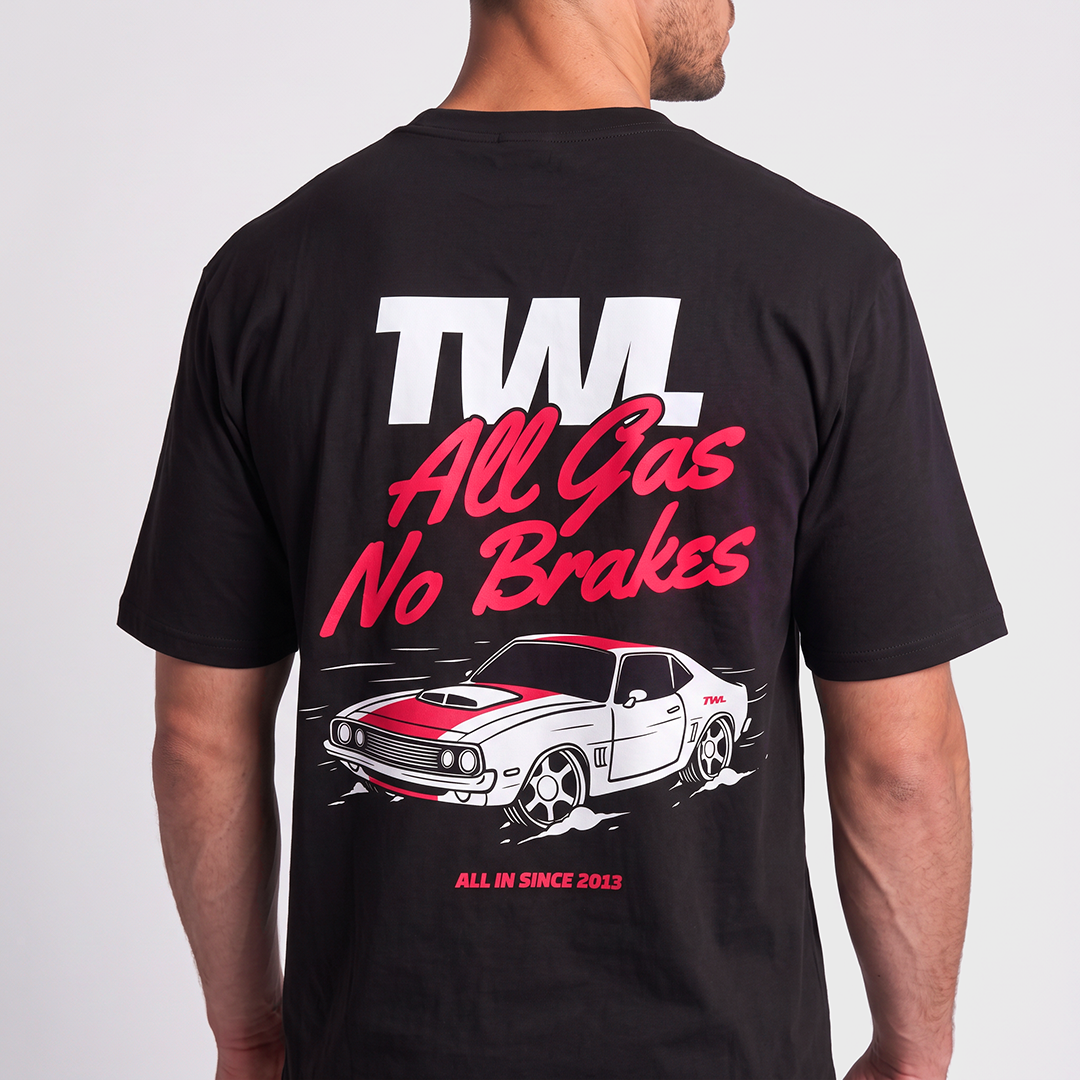TWL - LIFESTYLE OVERSIZED T-SHIRT - ALL GAS NO BRAKES - BLACK
