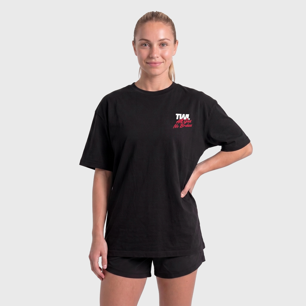 TWL - LIFESTYLE OVERSIZED T-SHIRT - ALL GAS NO BRAKES - BLACK