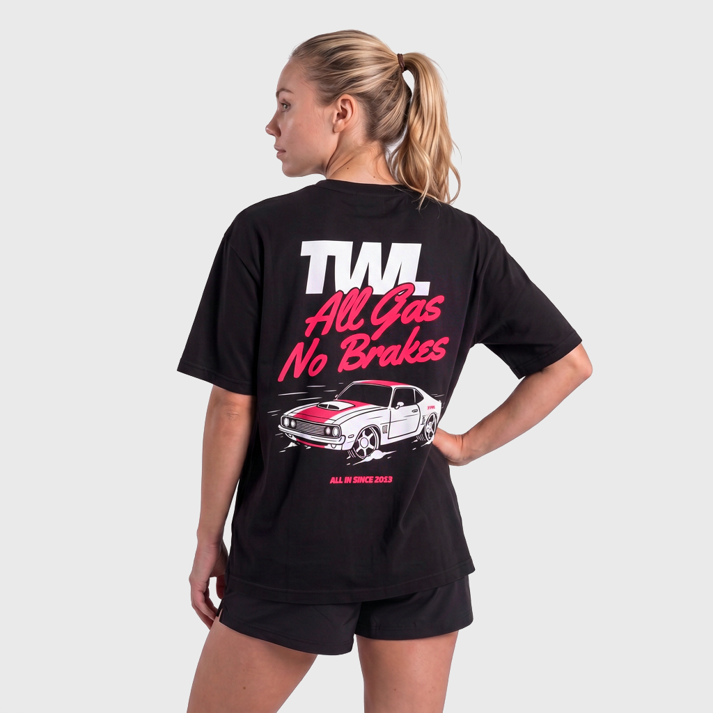 TWL - LIFESTYLE OVERSIZED T-SHIRT - ALL GAS NO BRAKES - BLACK