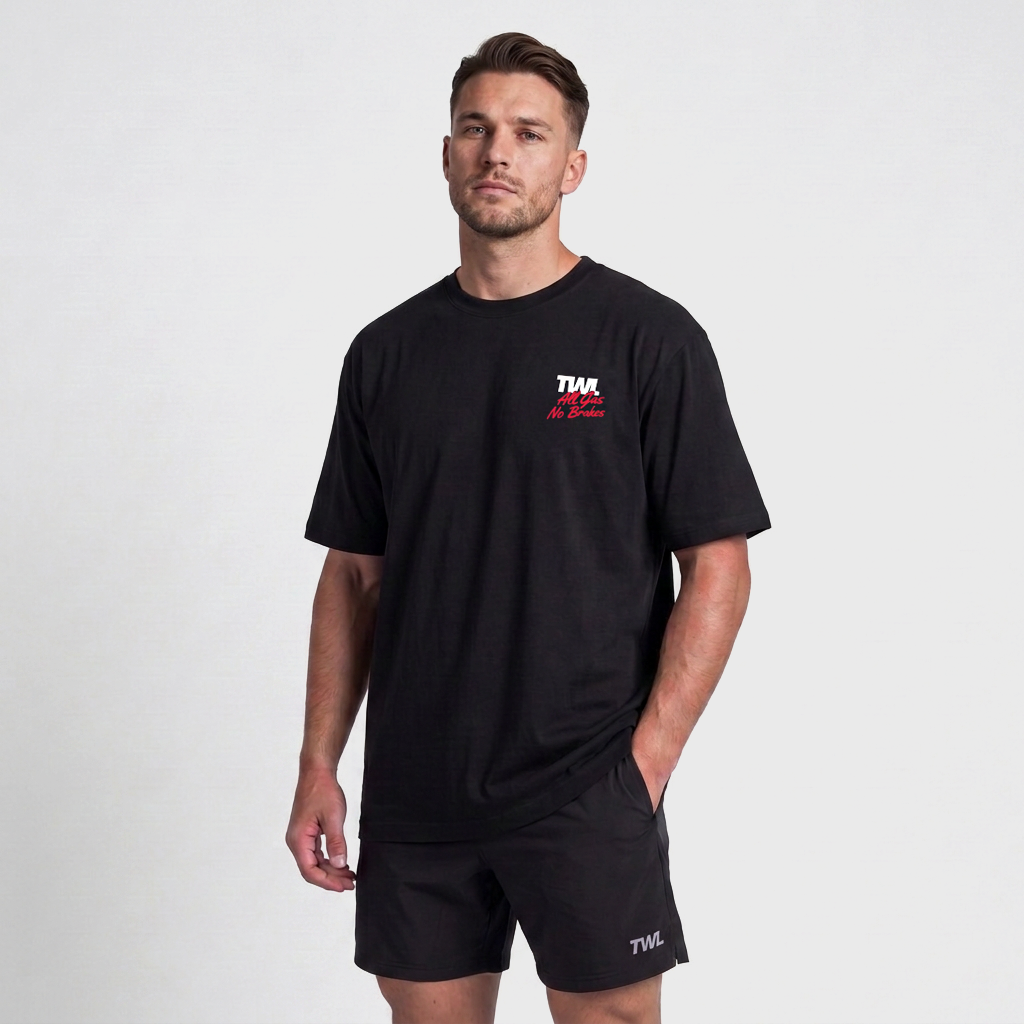 TWL - LIFESTYLE OVERSIZED T-SHIRT - ALL GAS NO BRAKES - BLACK