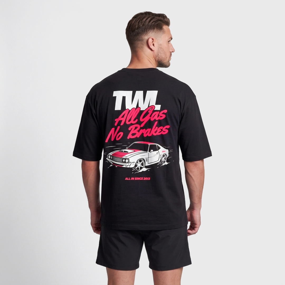 TWL - LIFESTYLE OVERSIZED T-SHIRT - ALL GAS NO BRAKES - BLACK