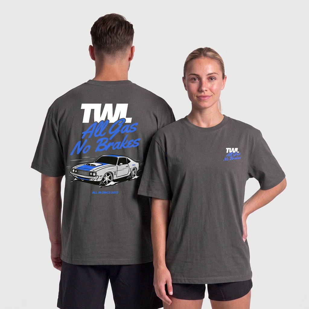 TWL - LIFESTYLE OVERSIZED T-SHIRT - ALL GAS NO BRAKES  - DARK GREY