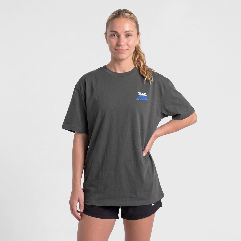 TWL - LIFESTYLE OVERSIZED T-SHIRT - ALL GAS NO BRAKES  - DARK GREY