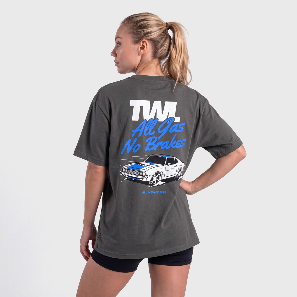 TWL - LIFESTYLE OVERSIZED T-SHIRT - ALL GAS NO BRAKES  - DARK GREY