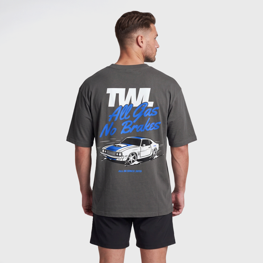 TWL - LIFESTYLE OVERSIZED T-SHIRT - ALL GAS NO BRAKES  - DARK GREY