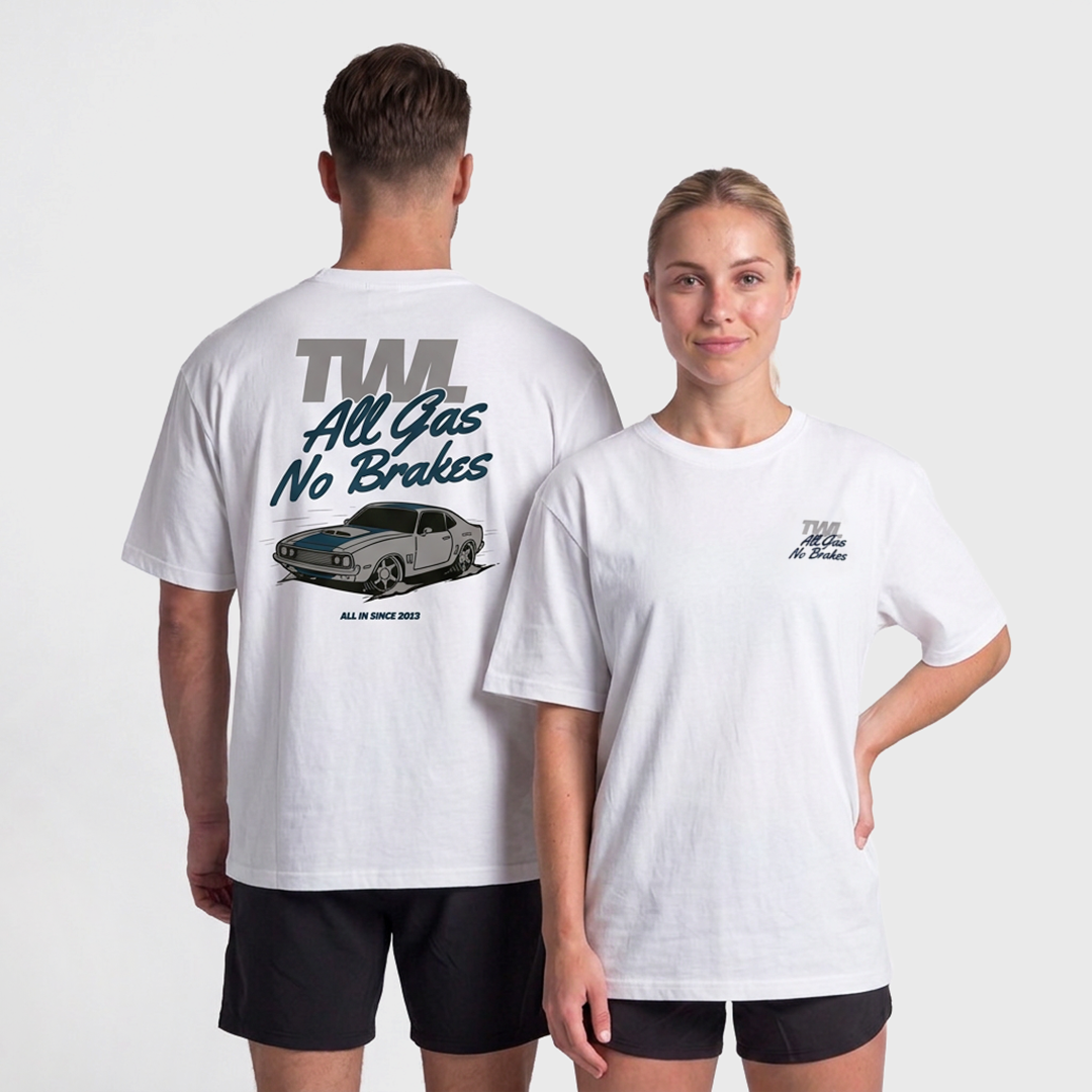 TWL - LIFESTYLE OVERSIZED T-SHIRT - ALL GAS NO BRAKES - WHITE