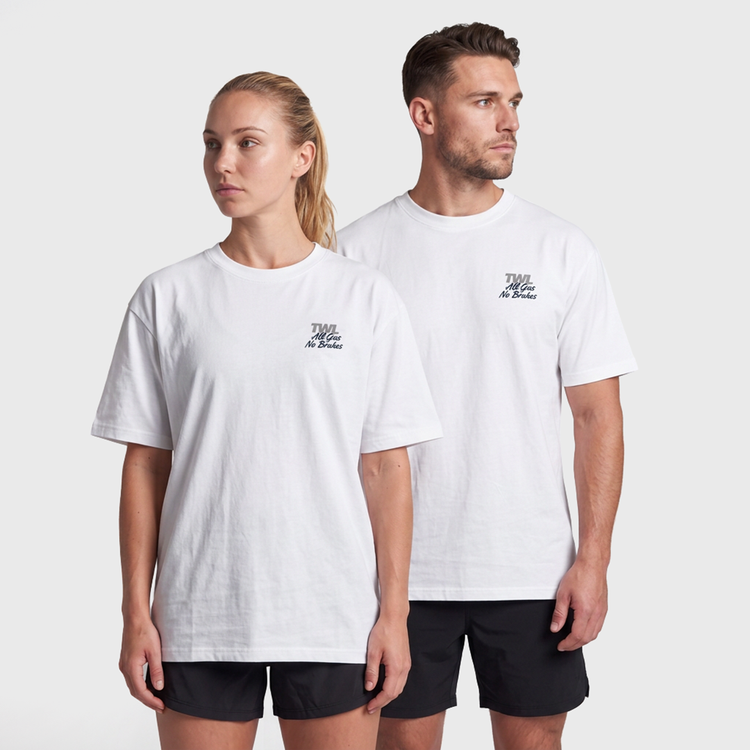 TWL - LIFESTYLE OVERSIZED T-SHIRT - ALL GAS NO BRAKES - WHITE