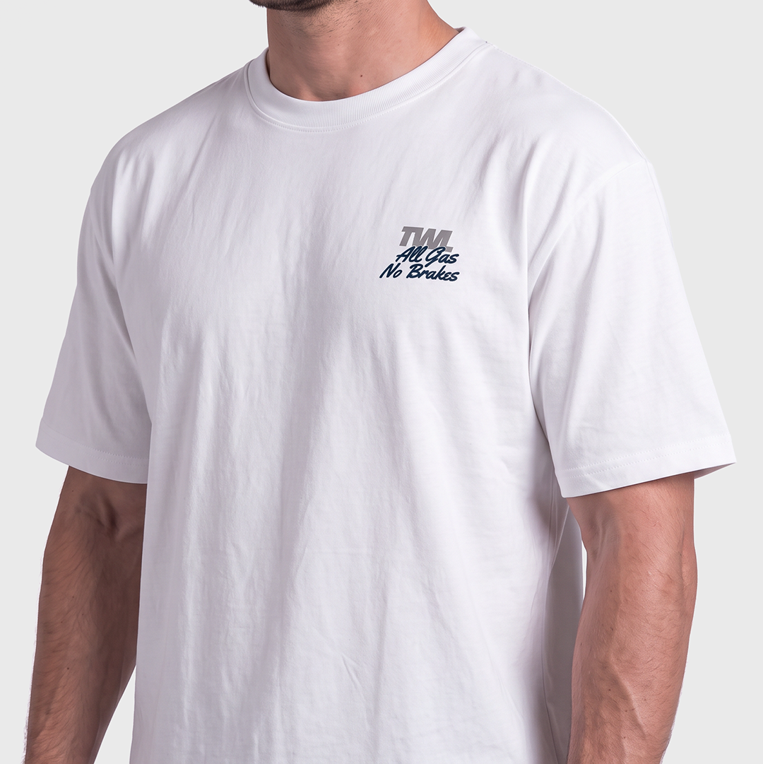TWL - LIFESTYLE OVERSIZED T-SHIRT - ALL GAS NO BRAKES - WHITE