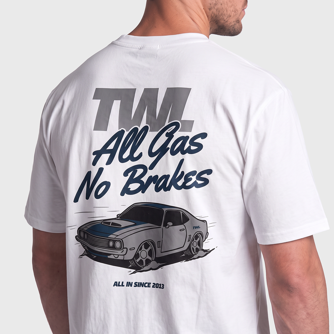 TWL - LIFESTYLE OVERSIZED T-SHIRT - ALL GAS NO BRAKES - WHITE