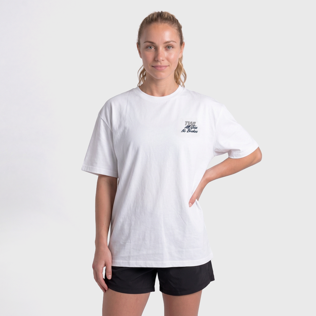 TWL - LIFESTYLE OVERSIZED T-SHIRT - ALL GAS NO BRAKES - WHITE