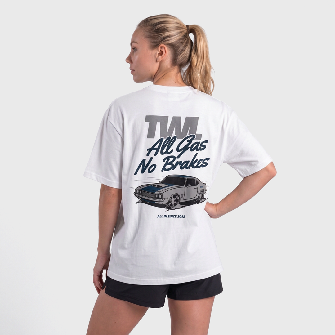 TWL - LIFESTYLE OVERSIZED T-SHIRT - ALL GAS NO BRAKES - WHITE