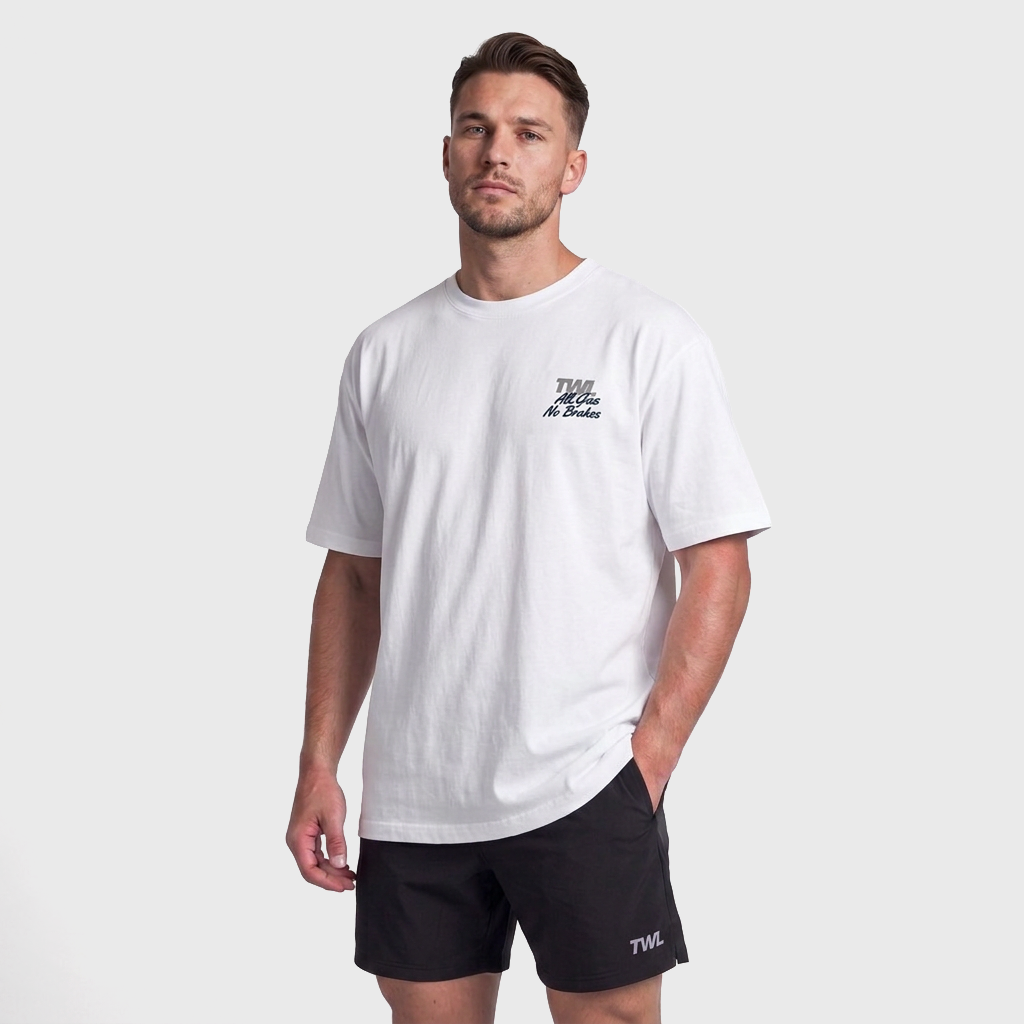 TWL - LIFESTYLE OVERSIZED T-SHIRT - ALL GAS NO BRAKES - WHITE