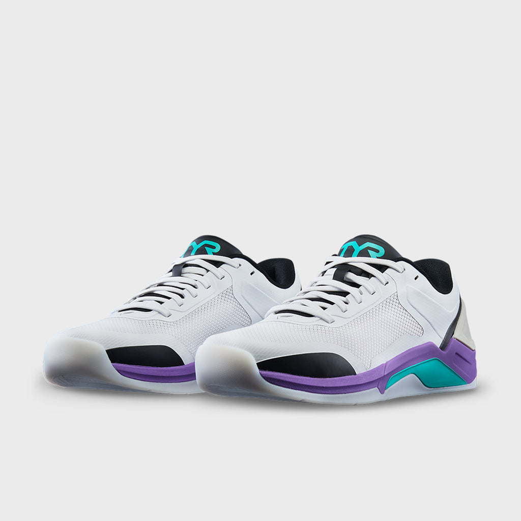 ウエイトトレーニング TYR CXT-3 US M6.5/W8 WHT/GRAPE TYR - MEN'S CXT-3 TRAINER - WHITE/GRAPE – TWL