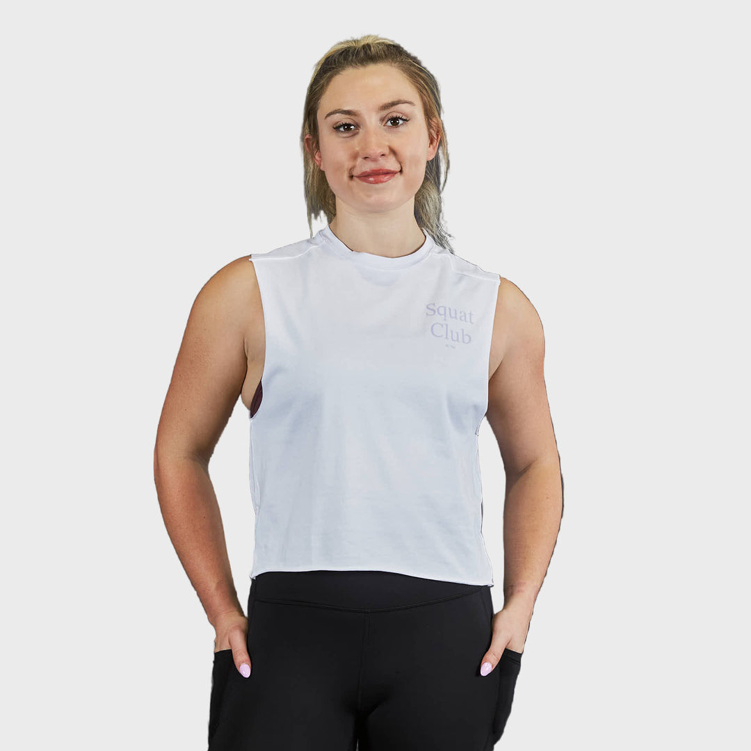 TWL - WOMEN'S SLASH CROP 2.0 - SQUAT CLUB - WHITE
