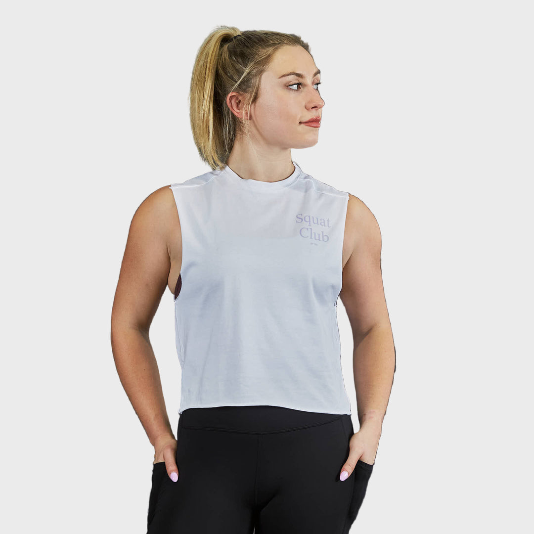 TWL - WOMEN'S SLASH CROP 2.0 - SQUAT CLUB - WHITE