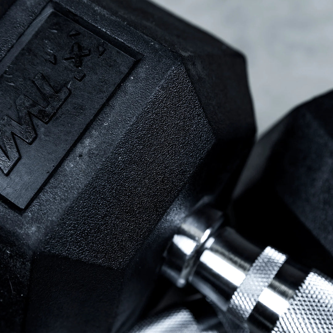 TWL - RUBBER HEX DUMBBELL - PAIR - BLACK