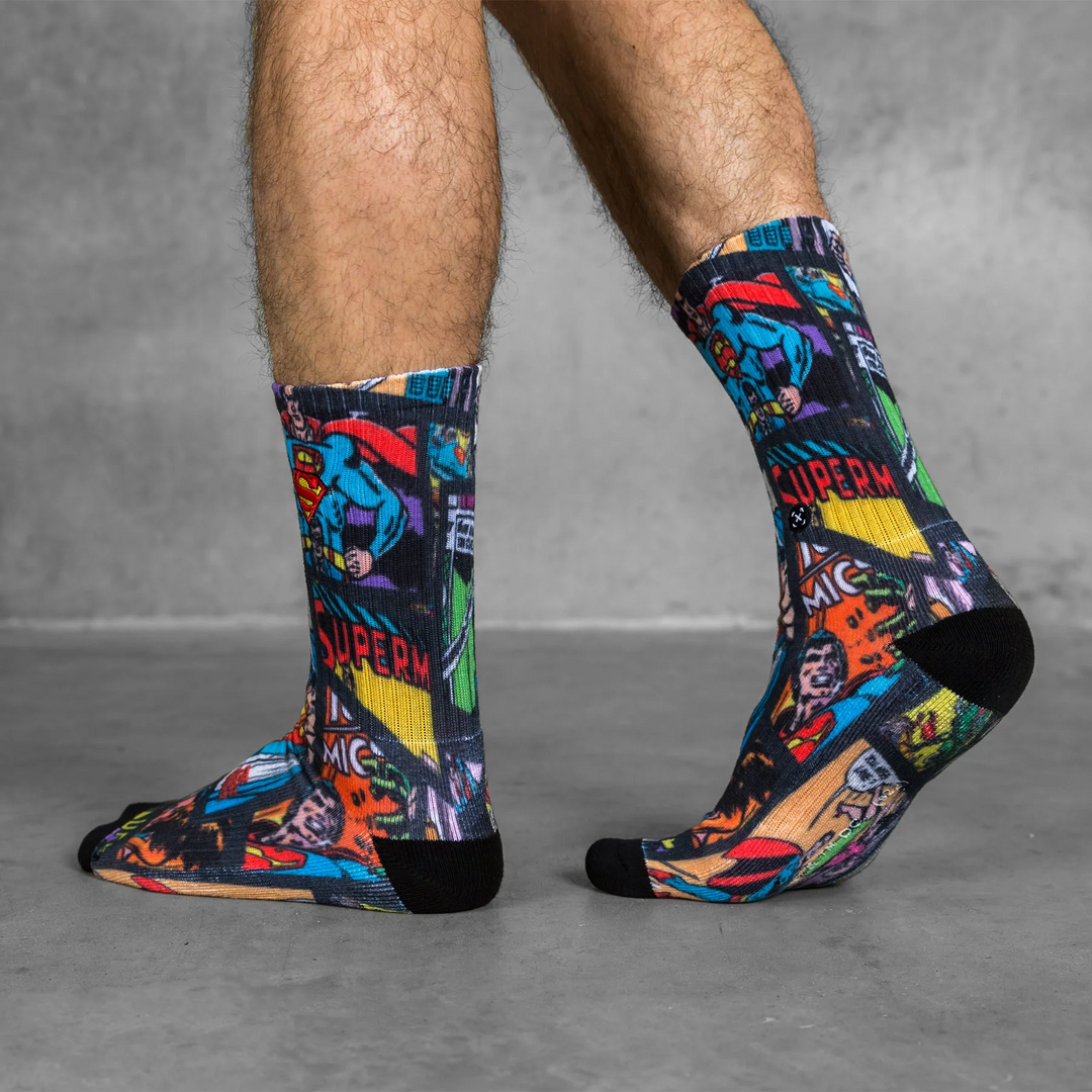 TWL X SUPERMAN - BOLT SOCKS - 2-PACK - MULTI COMIC & WHITE/RED