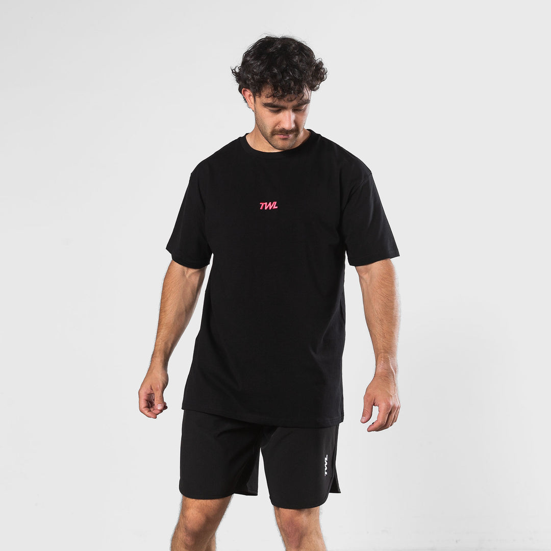 TWL - OVERSIZED T-SHIRT - BLACK/FLAMINGO