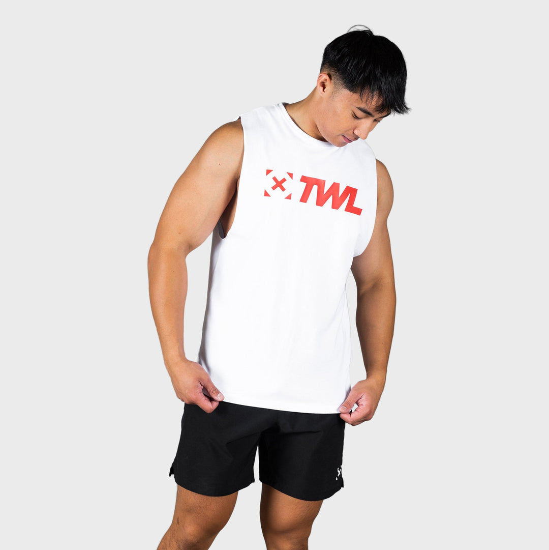 TWL - MEN'S EVERYDAY CLASSICS MUSCLE TANK - WHITE/ARTISAN RED