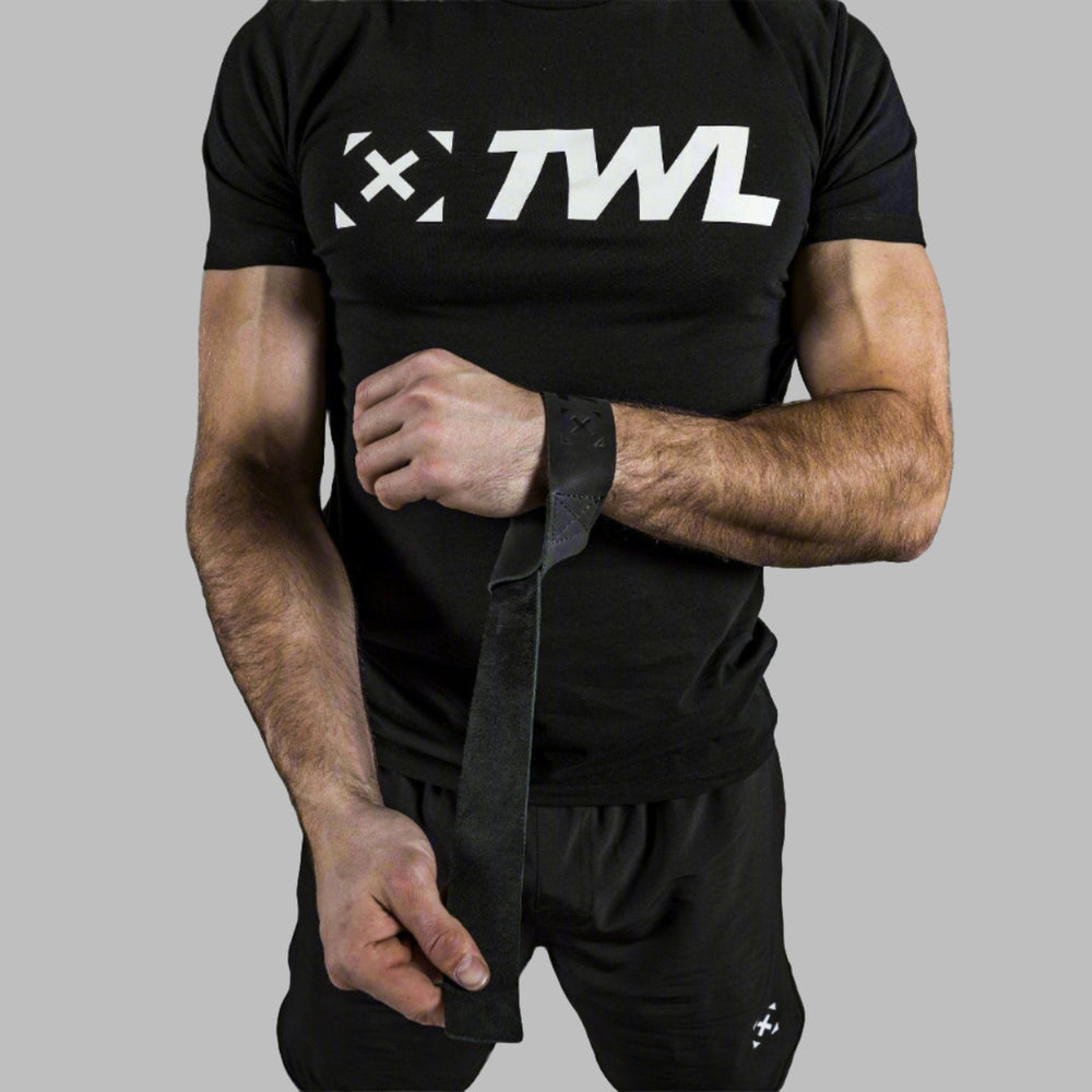 TWL Leather Lifting Straps wrist loop and lasso design
